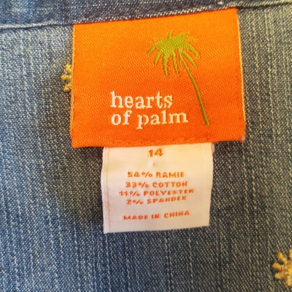 Hearts Of Palm Embroidered Denim Jacket Sz 14 - Picture 4 of 8
